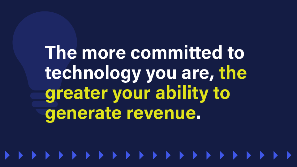 An image that reads: The more committed to technology you are, the greater your ability to generate revenue.