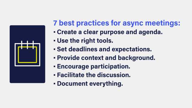 An image that lists the seven best practices for async meetings, which are listed with more explanation within the blog.