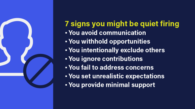 An image that lists seven signs that indicate you might be quiet firing your employees.