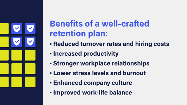 Text on an image about the benefits of a well-crafted retention plan