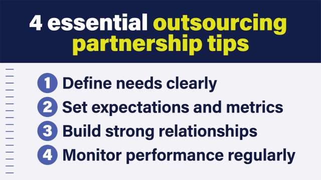 Graphic with 4 essential partnership tips displayed.