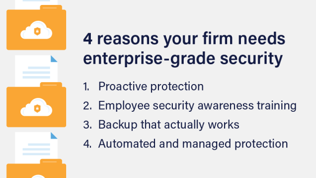 A text image that lists the four reasons accounting firms need enterprise-grade security.